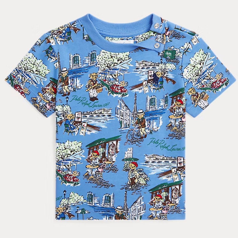 Ralph Lauren Polo Bear Paris-Print‎ Cotton Jersey Tee